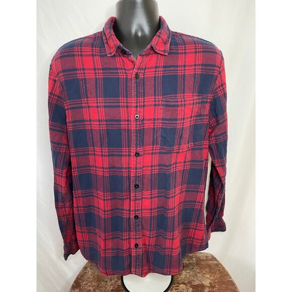 Forever 21 Men’s Red & Navy Flannel Shirt Size L - Picture 1 of 7